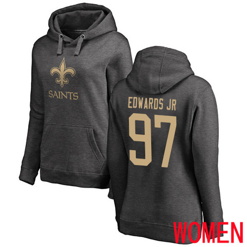 New Orleans Saints Ash Women Mario Edwards Jr One Color NFL Football #97 Pullover Hoodie Sweatshirts->women nfl jersey->Women Jersey